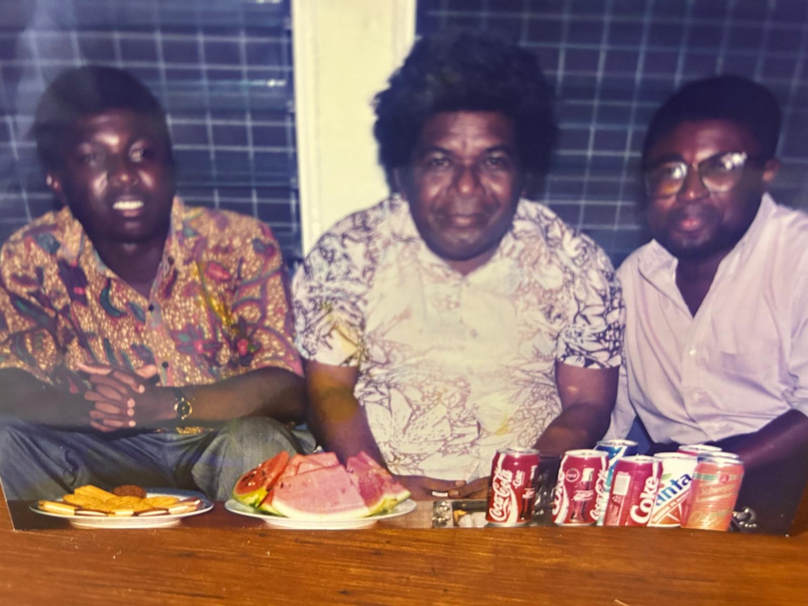 With Solomon Islands PM Solomon Mamaloni, Honiara, 1997